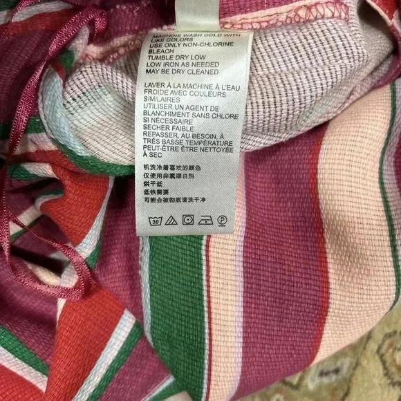 Free People Pants High Waist Stripes Straight Leg Pockets Sz 12 - Picture 8 of 9